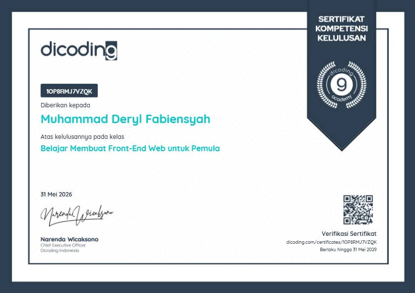 Sertifikat Front-End